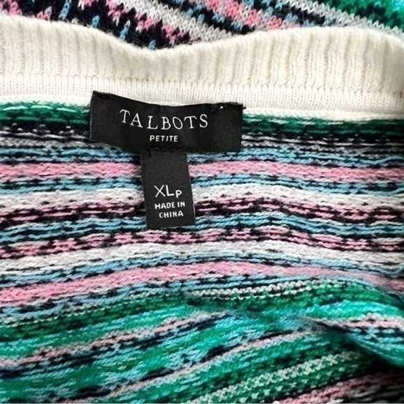 Talbots crewneck sweater womens size petite XL colorful stripe lambs wool blend - Picture 7 of 10